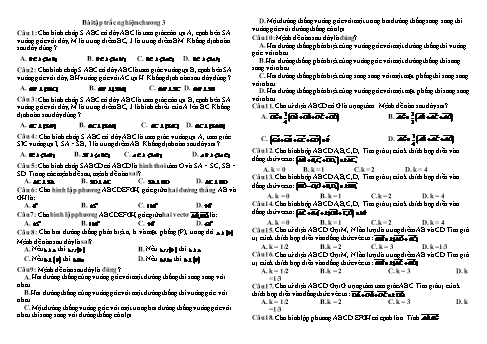 Bài tập trắc nghiệm chương 3 - Hình học 11
